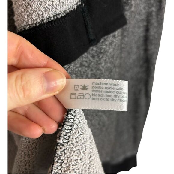 Three Dots Terry Gray Black Long Sleeve Open Front Cardigan Sweater Medium - Picture 5 of 5